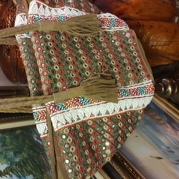 Boho Leather Bag Purse Shashi Revolve Anthropologie Long Tote Motoboho Festival - Picture 4 of 7